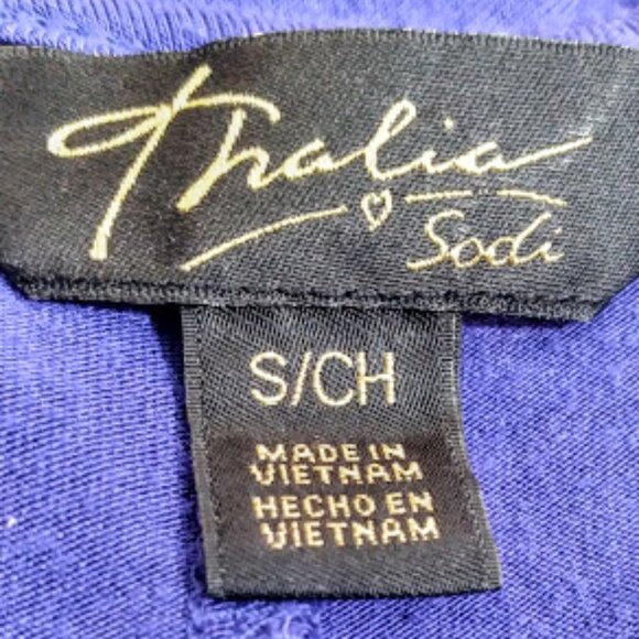 THALIA SODI Cold-Shoulder Blue Top with Beaded Cutout on front Size: S - Picture 7 of 9